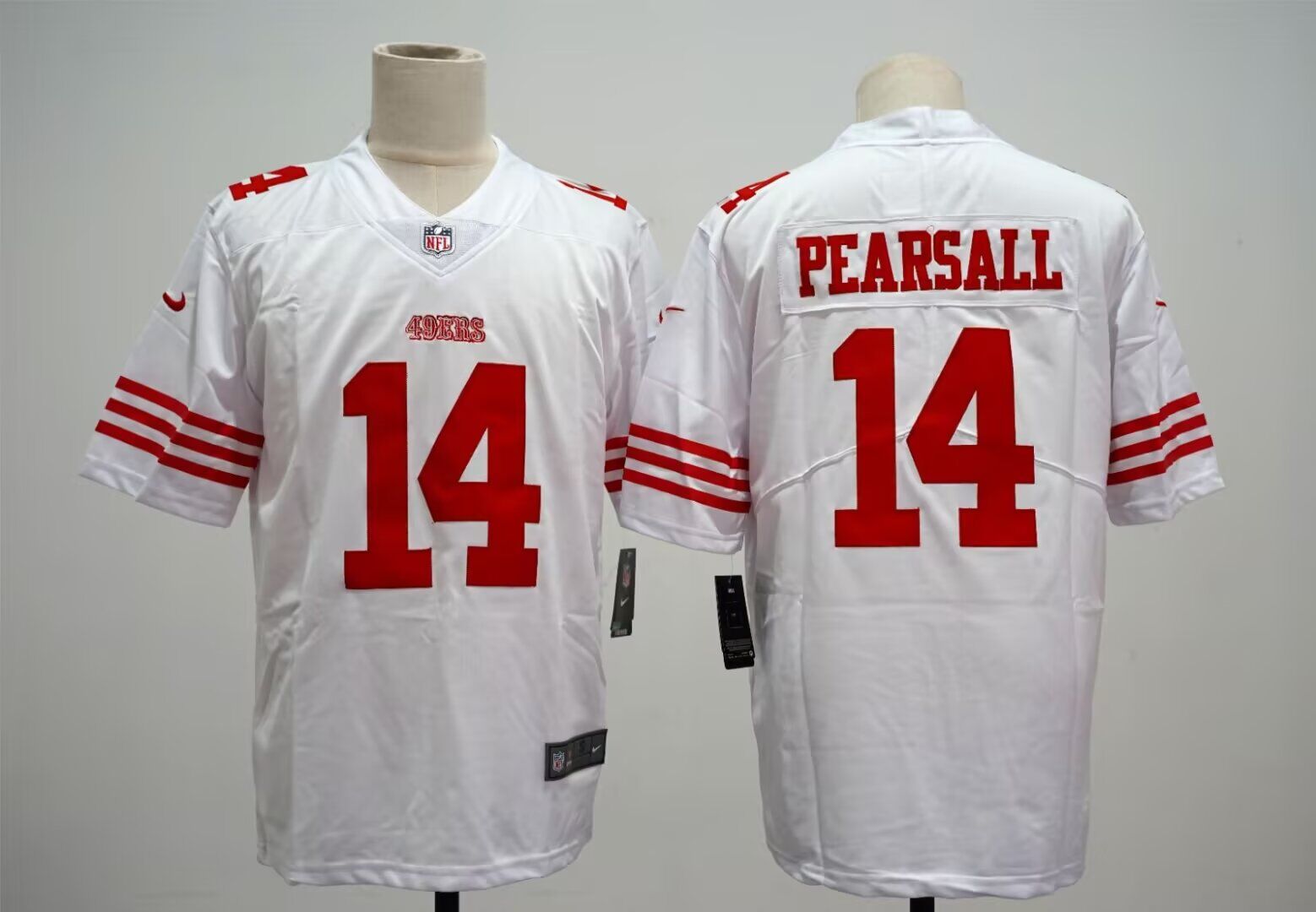 Men San Francisco 49ers 14 Pearsall white 2024 Nike Limited NFL Jersey style7